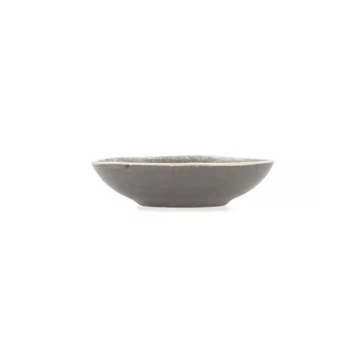 BIDASOA GIO Bol Oval Cerámico 15X12,5X4CM Gris Liso Relieves organicos - 1