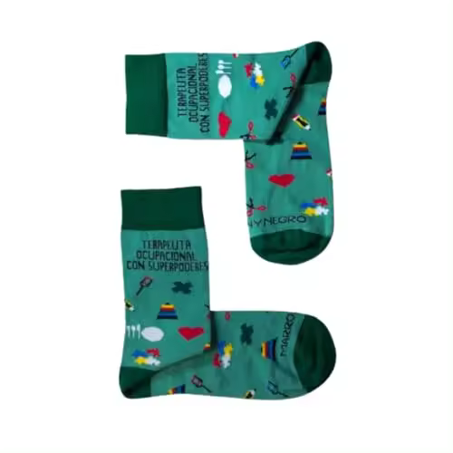 MARRON Y NEGRO - Calcetines Terapeuta Ocupacional con Superpoderes - Fabricado en España - Perfectos para Regalos - Divertido - 80% algodón - Unisex - Talla de calcetín (35-40) - 1
