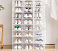 SOMY Organizador de Zapatos de Plástico Transparente Engrosado Caja de Almacenamiento Plegable de 6pcs - details 7