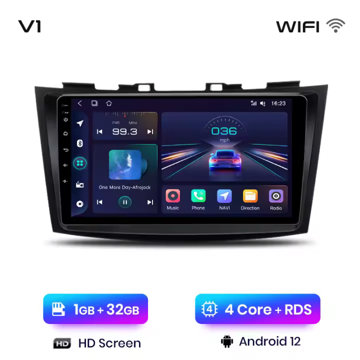 Junsun Android 13 Radio de Coche Estéreo para Suzuki Swift 4 años 2011 2012 2013 2014 2015 2016 2017 Radio Automotriz con CarPlay Inalámbrico Integrado para Apple y Android Auto Pantalla Táctil Automotriz Unidad Principal de Coche con Navegación GPS - 1