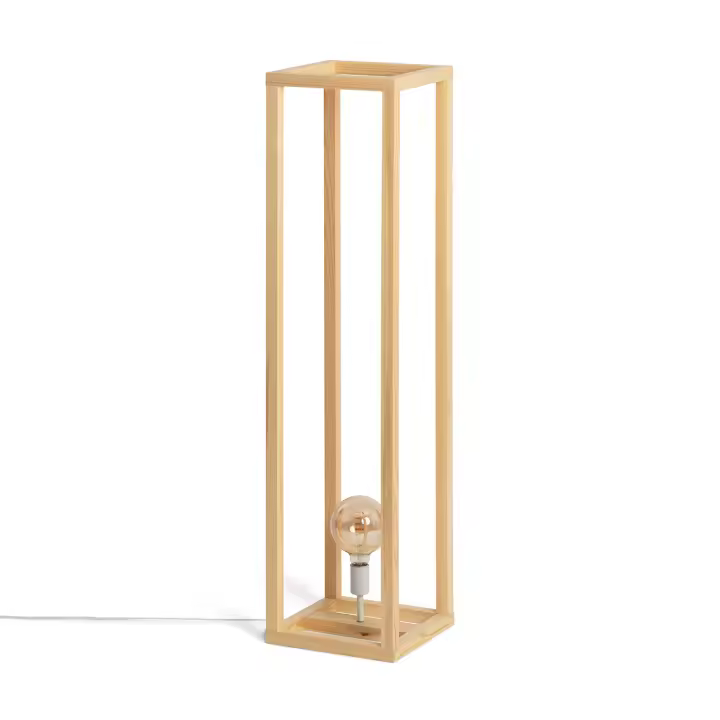 Ledkia Lámpara de Pie de Madera Coba - Diseño Nórdico-vintage para Iluminar Tu Hogar - 1
