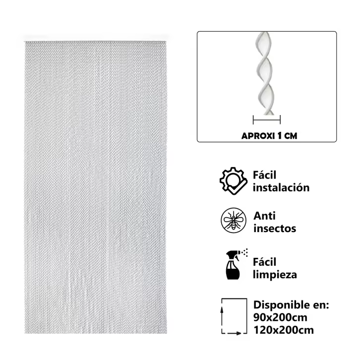 Cortina  de PVC Espiral Anti insectos. Ideal para Puerta Exterior o Interior. Variedad de modelos 90cm/120cm - 1