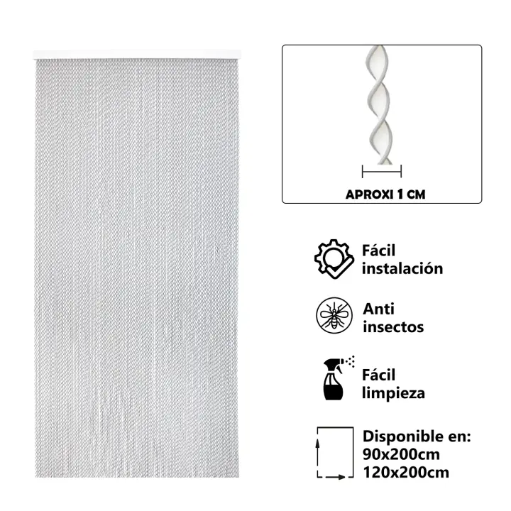 Cortina  de PVC Espiral Anti insectos. Ideal para Puerta Exterior o Interior. Variedad de modelos 90cm/120cm - 1