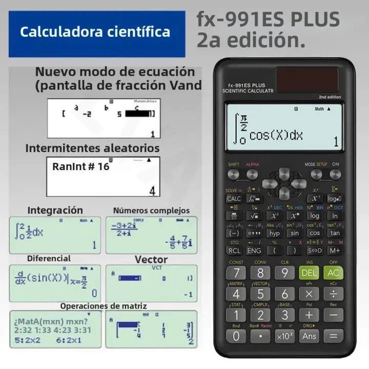 Calculadora Científica Multifuncional 417 Funciones Diseñada Especialmente Para Exámenes De Estudiantes Y Trabajo En Oficina Material Plástico Fuente De Poder Batería - 1
