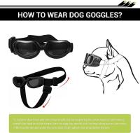 Casco y gafas del perro fijados para el perro pequeño y medio que juega al aire libre con la correa ajustable, casco ultravioleta de la motocicleta de las gafas de la protección del perro con el agujero del oído - details 1