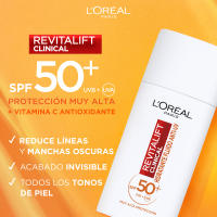 L'OREAL PARIS | Revitalift Clinical Sérum [arrugas-tono-poros] con 12% de Vitamina C pura + vitamina E + ácido salicílico 30ML + Revitalift CREMA GEL VITAMINA C piel luminosa y poros reducidos 50ML + Fluido Hidratante Anti-UV Diario con Vitamina C 50ml - details 1