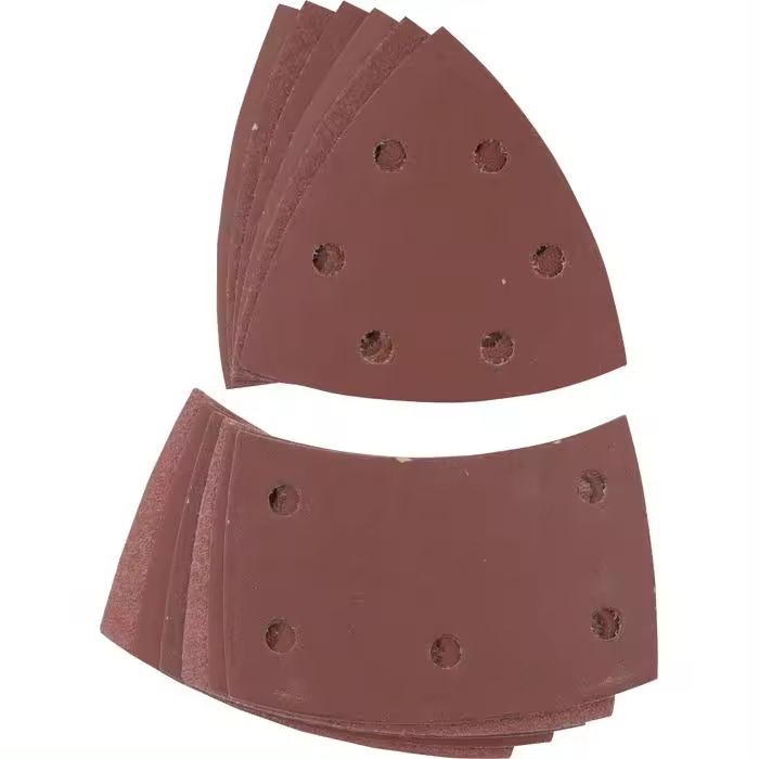 KWB triángulos abrasivos, MADERA Y METAL, 100 x 62, 93 mm Paquete de ahorro de 12 hojas. Surtido de 4 hojas de grano 60, 4  de grano 120 y 4 de grano 180 - 1