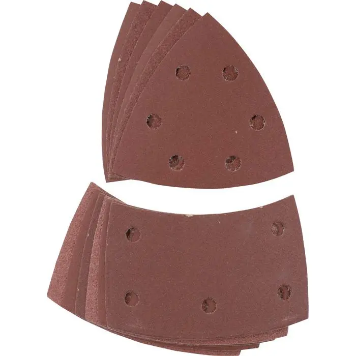 KWB triángulos abrasivos, MADERA Y METAL, 100 x 62, 93 mm Paquete de ahorro de 12 hojas. Surtido de 4 hojas de grano 60, 4  de grano 120 y 4 de grano 180 - 1