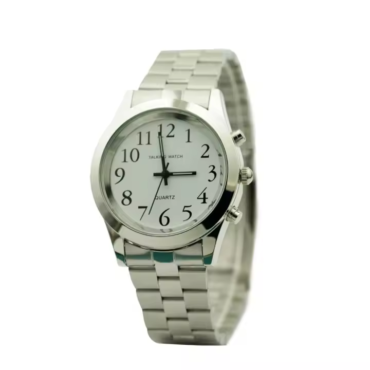 Reloj para personas mayores ciegas, correa de acero, despertador puntual, regalo del Día del Padre, reloj de comercio exterior, hora inglesa - 1