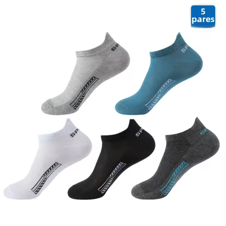 5 Pares De Calcetines Cortos De Algodón Para Hombre Y Mujer Calcetines Deportivos De Banda Alta Transpirables Para Verano Calcetines Casuales De Tobillo - 1