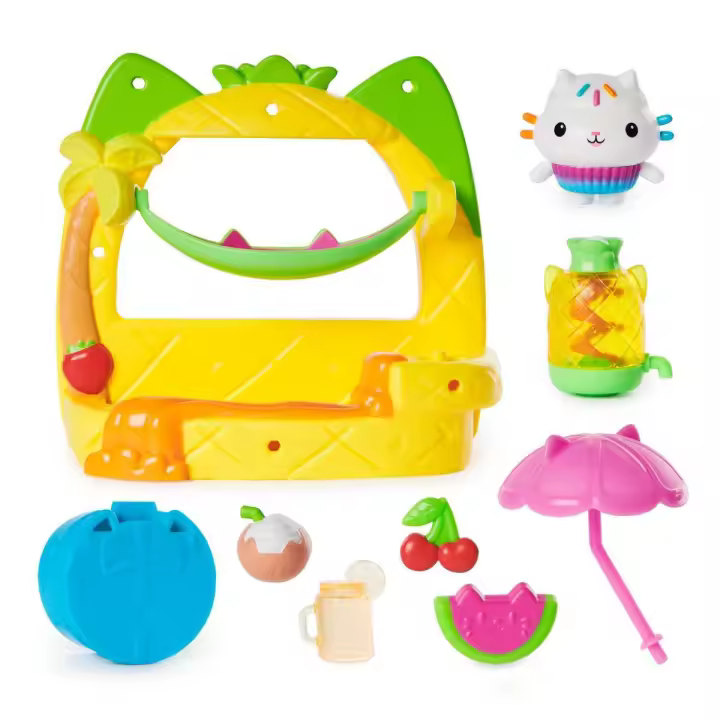 SPIN MASTER - LA CASA DE MUÑECAS DE GABBY - BALCÓN FIESTA DE BATIDOS DE FRUTA ´CAKEY´ GABBY´S DOLLHOUSE, FIGURA CAKEY Y ACCESORIOS CASA DE MUÑECAS - 6071359 - Juguetes Niñas 3 años + - Regalo Niña 3 años + - 1