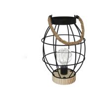 Lámpara Decorativa GISSED - Estilo Rústico con Jaula Metálica y Base de Madera - Luz LED Cálida para Exteriores e Interiores - Ideal para Decoración de Terrazas, Jardines y Eventos Especiales - details 3