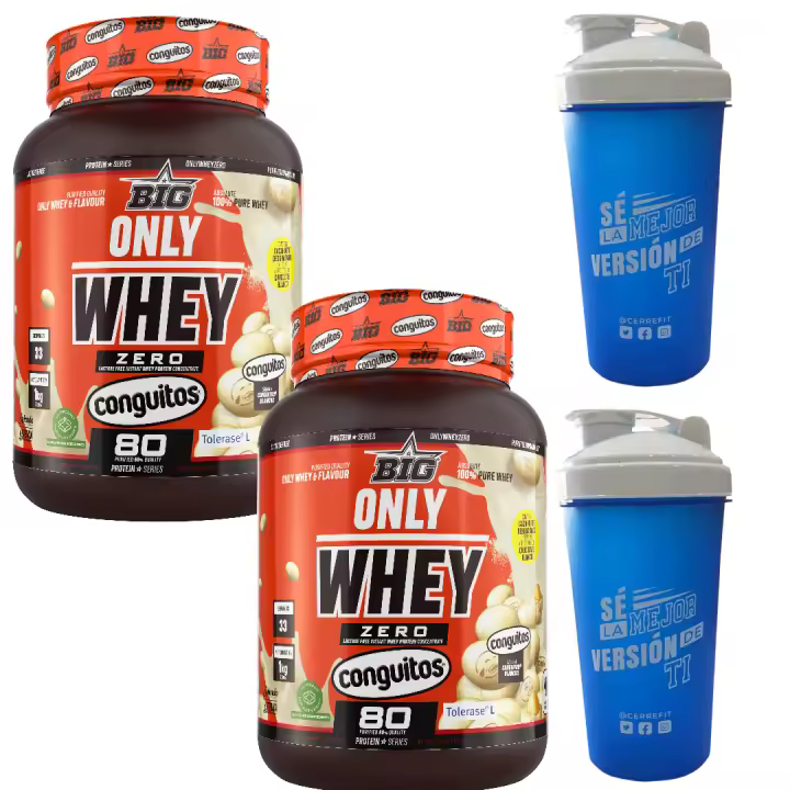 ONLY WHEY ZERO (2X1KG)  Conguitos Blanco - Big + 2 mezcladores / Baja en lactosa / Baja en azúcares / Alta calidad / Delicioso sabor / Nutritiva - 1