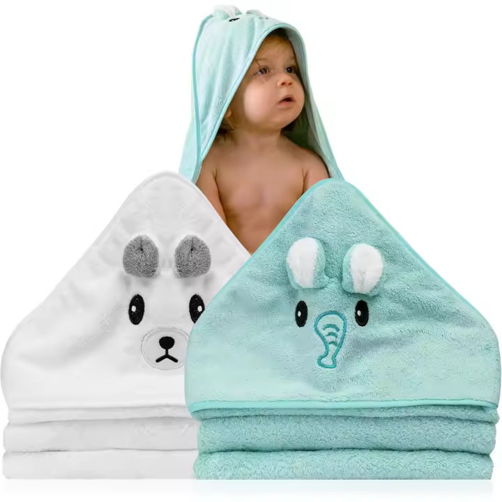 2 Unidades Toalla bebe - Regalo bebe recien nacido niño - Toallas bebe con capucha de animales 0-3 años - Albornoz bebe baño - Capa de baño bebe - Regalos para bebes recién nacidos (80CM*80CM) - 1