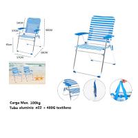 Silla plegable de playa con Cojin estructura de aluminio y tejido Textileno, transpirable y fresco - Maxia Market - details 1