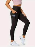 Leggings De Yoga Con Bolsillos Laterales Dobles Cintura Alta Control De Abdomen Pantalones Deportivos Casuales Transpirables Para Mujer - details 2