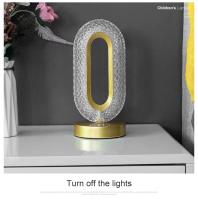 Lámpara De Mesa LED De Cristal Con Control Remoto Y Toque Iluminación De Dormitorio Decoración De Sala De Estar Luz De Escritorio Recargable Y Dimmer Sin Fin - details 1