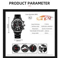 Reloj De Cuarzo Para Hombre 3PCS Lujo Moda Con Correa De Cuero Negra Reloj De Pulsera Casual Y Negocios Sin Resistencia Al Agua - details 1