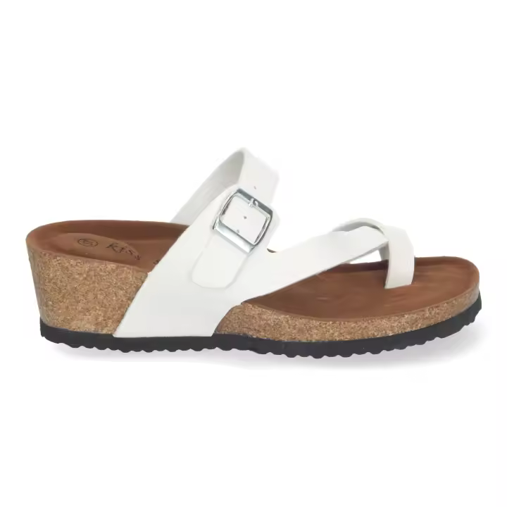 PuntoSalao Sandalias de cuña bio estilo esclava para mujer color blanco YF-87 - 1