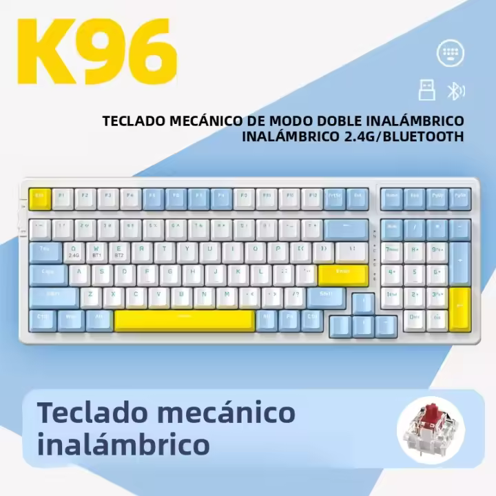 Teclado Mecánico ZIYOULANG K96 Con 100 Teclas Switch Rojo Modo Dual Inalámbrico BT5.0/2.4G Interfaz USB Para Laptop Computadora 98 Layout Hot Swap - 1