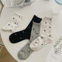 Calcetines Para Mujer Verano Primavera Malla Transpirable Diseño Espots Delgados Cómodos De Algodón Puro Con Borde Volcado - details 4