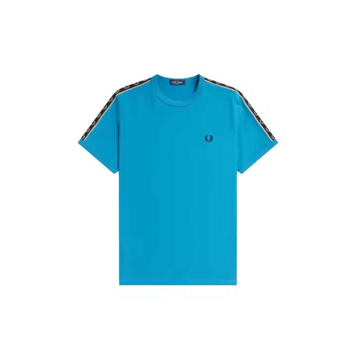 Fred Perry Taped Ringer T-Shirt Runaway Bay Ocean / Warm Grey - 1