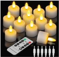 Velas LED recargables, sin llama y con 6 puertos, control remoto, temporizador y cable de carga USB, luz blanca cálida, decoración de Halloween, Navidad, casa, boda ( 6 Unidades ). - details 1
