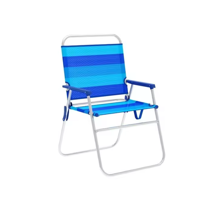 Marbueno Silla Plegable Aluminio con Cojin Rayas Azules Playa y Piscina 52X56X80 cm 10244 - 1