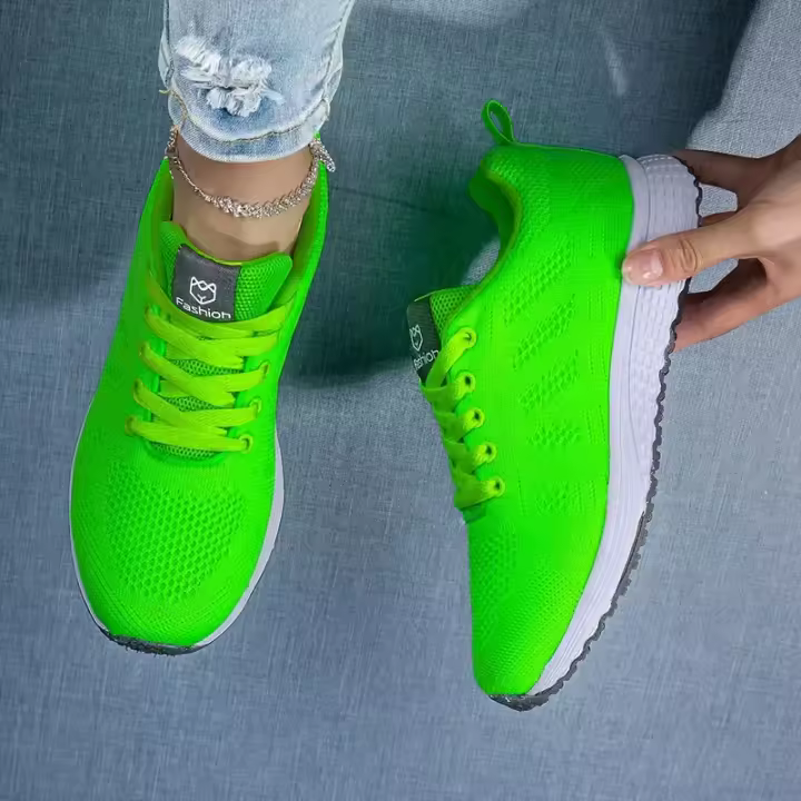 Zapatillas De Mujer Casual Verano Transpirables De Malla Plataforma Al Aire Libre Zapatillas Deportivas Con Cordones Para Caminar Y Correr - 1