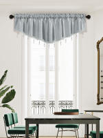 Valance De Cortina De Tela Italiana En Forma De V Con Bolas Moderno Y De Color Puro Para Decoración De Sala De Estar Ventanas Y Puertas - details 8