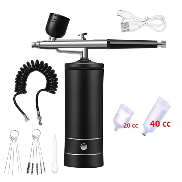 Kit De Aerógrafo Para Uñas Con Compresor Portátil Para Arte De Uñas Pintura De Pasteles Y Manualidades Herramienta De Belleza Multifuncional Recargable Metal - 1