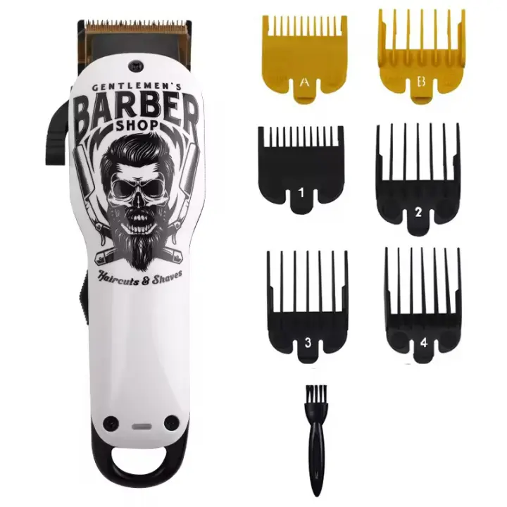 Máquina de Cortar Melo Hombre,Cortapelos Profesional Hombres, Máquina Cortar Melo Kit de Titanio y Cerámica 6 Peine-Guía, (Y4 Blanco) - 1