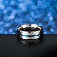 Anillo De Acero De Titanio Con Ranuras Azules Simples Para Hombres Joyería De Acero Inoxidable Accesorios De Mayorista Al Por Menor Y Dropshipping - details 0