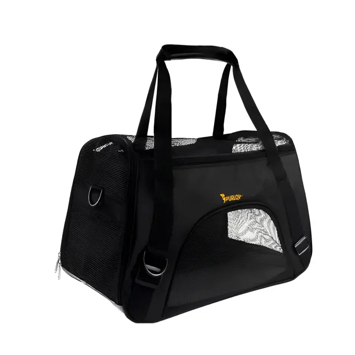 Purlov, Bolso Transportador de Mascotas Plegable – Mochila para Perros y Gatos Pequeños – Ventilación de Malla y Correa Ajustable – Ligero y Resistente – 50x25x30 cm - 1