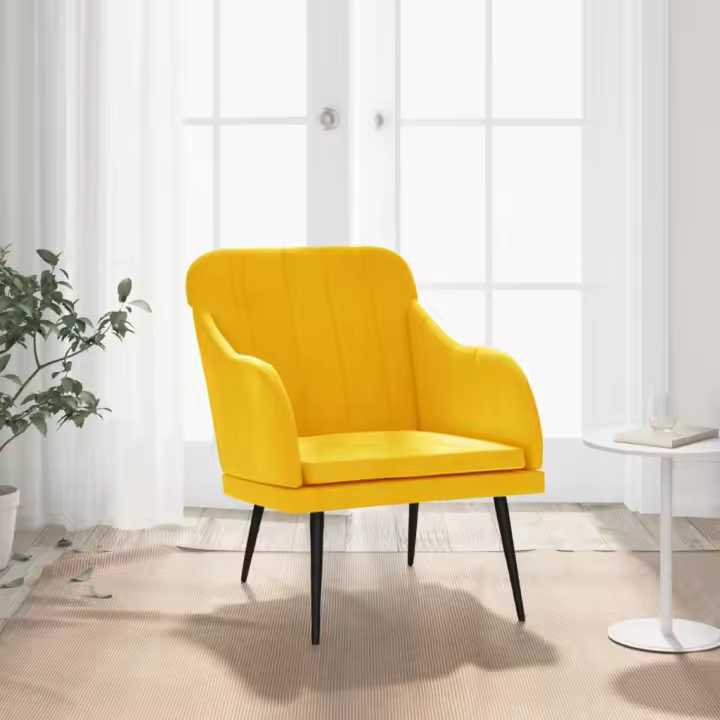 vidaXL Sillón de terciopelo amarillo 63x76x80 cm - 1