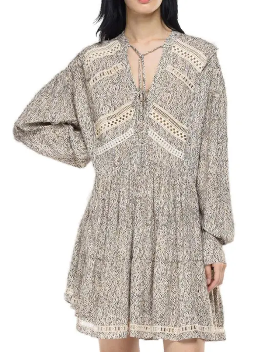 Vestido Replay midi marron leopardo par mujer-z - 1