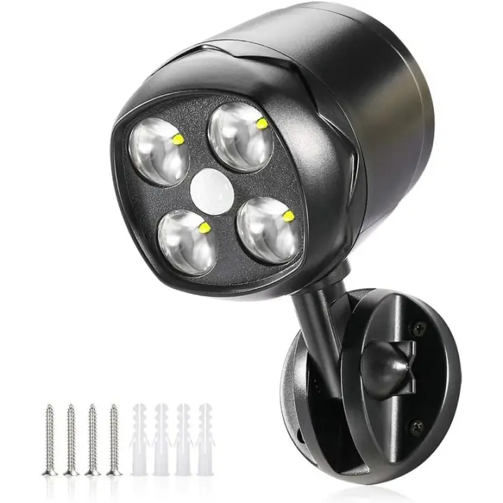 Luz al aire libre del sensor de movimiento, IP65 impermeable con pilas - 1