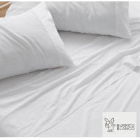 Burrito Blanco Juego de Sábanas de Algodón Saten 300 Hilos Modelo 405 BLANCO de 150 cm - details 2