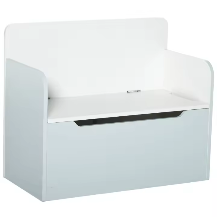 HOMCOM Caja de juguetes para niños, banco de almacenamiento, cilindro neumático, 60 x 30 x 50 cm, blanco - 1