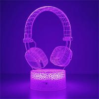 Lámpara De Noche 3D Ilusión De Auriculares Monitores De Estudio Luz De Mesa Para Habitación Colores Con Ilusión De Auriculares Para Niños - details 4