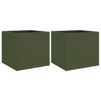 vidaXL Jardineras 2 uds acero laminado en frío 32x30x29 cm Color rusty,  Negro,  Blanco y mas - details 1