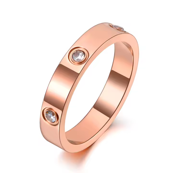 Anillo De Aniversario Para Mujer Diseño Original AENINE Acero Inoxidable Y Titanio Con Circonita Cubica Zirconia Moda Cristal CZ Anillo De Boda Clásico 4mm AR19139 - 1