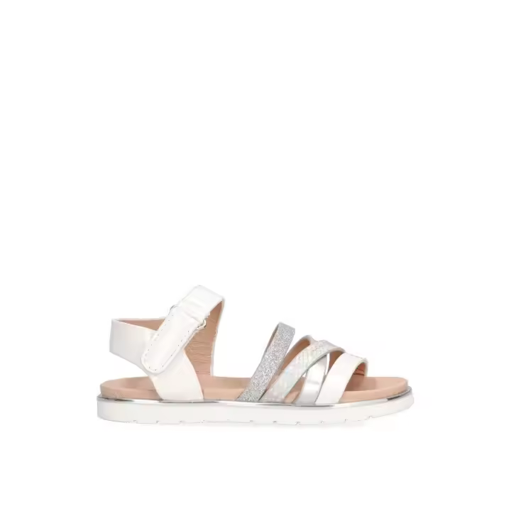 SANDALIA VELCRO TIRAS CRUZADAS ETIKA ROCHA 13716 NIÑA, PLATA - 1