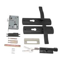 Juego De Cerradura De Puerta Con Manija Negra De Acero Manganéz Aumentada Para Dormitorio Y Baño Rotación Suave Incluye Llaves - details 10