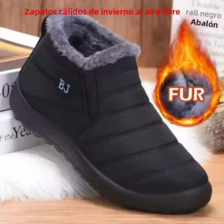 Botas De Invierno Impermeables Para Hombres Y Mujeres Con Peluche Grueso Suela Gruesa Botines De Nieve Calientes Para Parejas Zapatos De Exterior Con Lining De Plush - 1