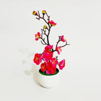 Bonsái Artificial De Flor De Cerezo En Maceta Simulación De Planta Verde Para Decoración De Oficina Y Hogar Tamaño 30x11cm Colores Rojo Blanco Rosa Rojo Oscuro - details 5