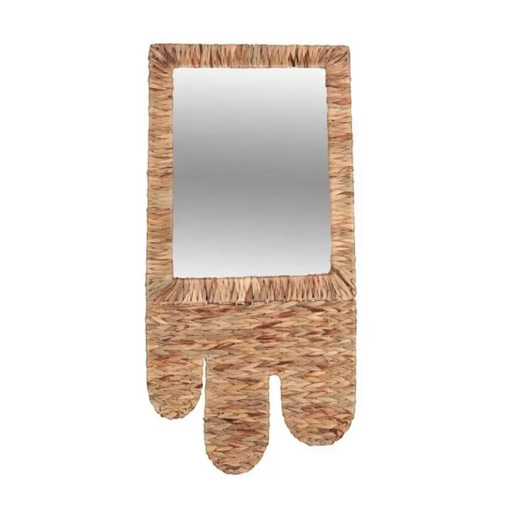 ARISE SHOP-Espejo boho cuadrado,espejo de pared colgante creativo natural forma cuadrado,decoración del hogar,38x77cm - 1