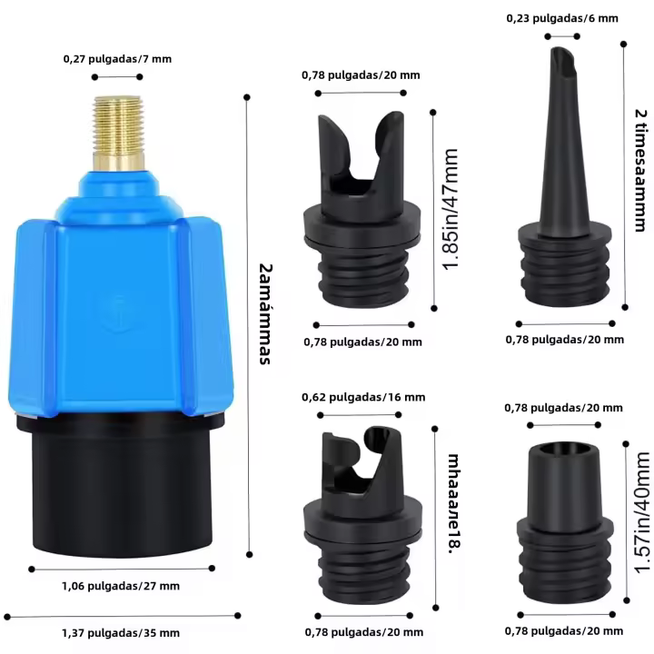 Adaptador De Válvula De Aire Para Bricos Inflables SUP Tabla De Paddling Bote De Goma Kayak Adaptador De Compresor Convertidor Con 4 Boquillas Accesorios De Barco - 1