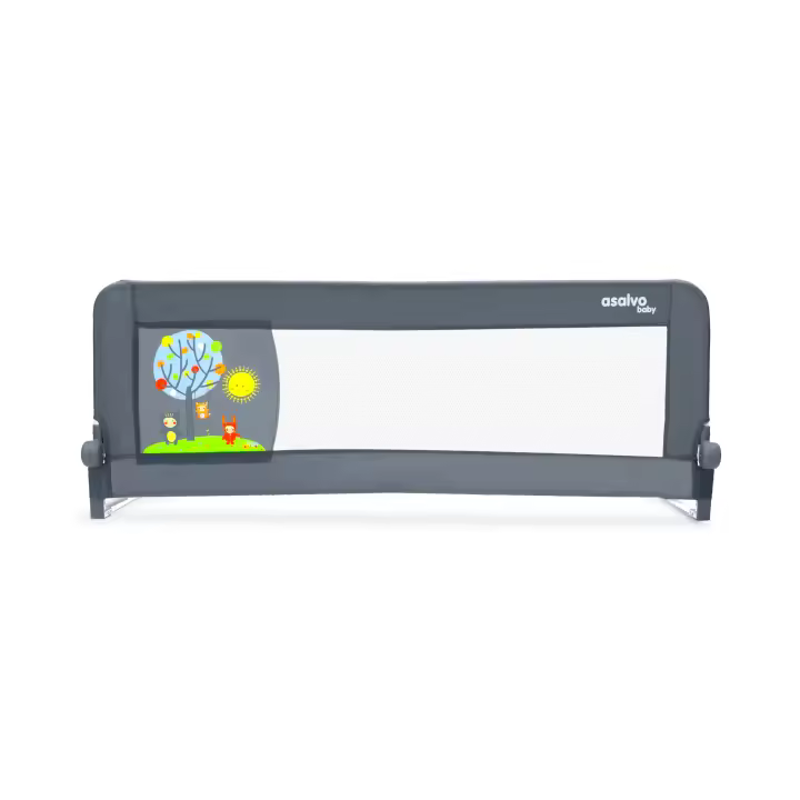 Barrera de Cama Asalvo 2-1 de 150cm para cama Nido o Estándar con Ilustraciones de Animales y Correas de Seguridad - 1