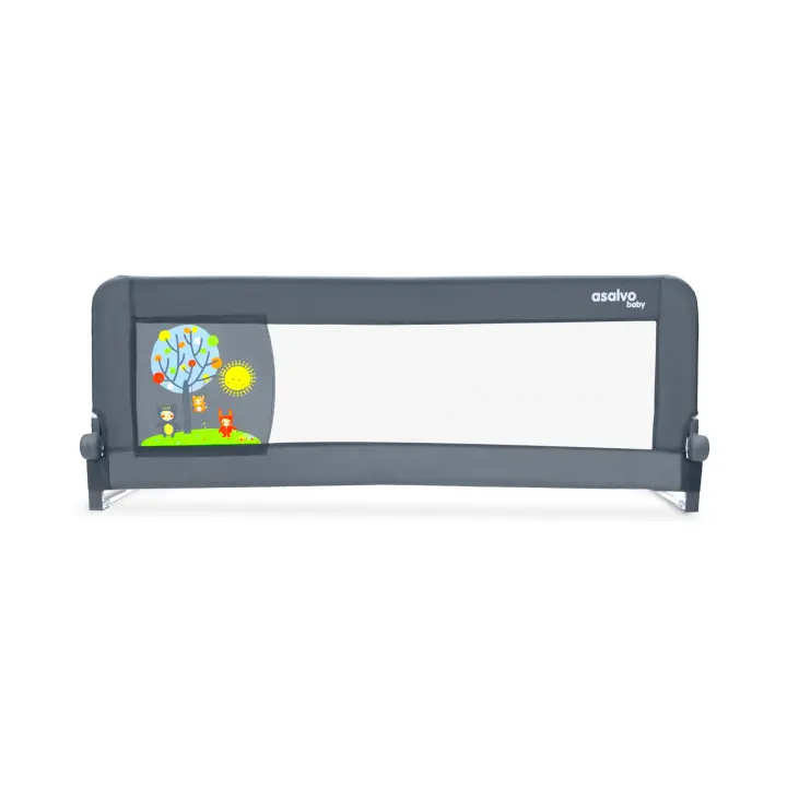 Barrera de Cama Asalvo 2-1 de 150cm para cama Nido o Estándar con Ilustraciones de Animales y Correas de Seguridad - 1